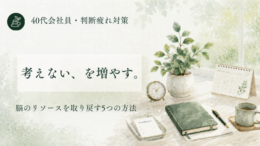 判断疲れ対策のアイキャッチ。考えない、を増やす。脳のリソースを取り戻す5つの方法