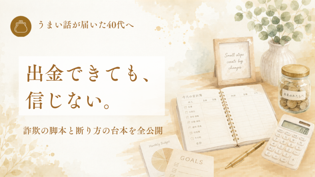 SNS型投資詐欺の手口と断り方のアイキャッチ。出金できても、信じない。詐欺の脚本と断り方の台本を全公開