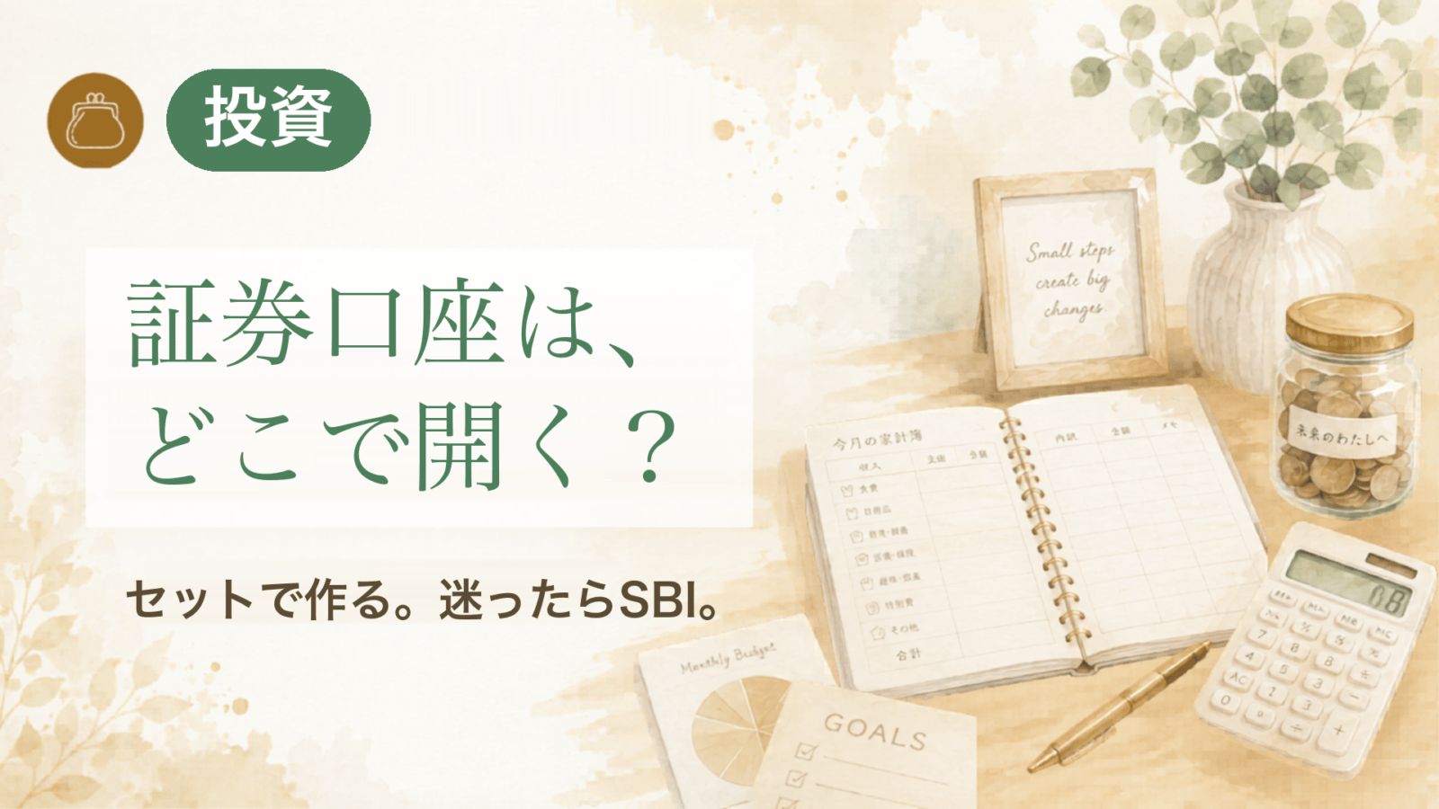 証券口座は、どこで開く? セットで作る。迷ったらSBI。