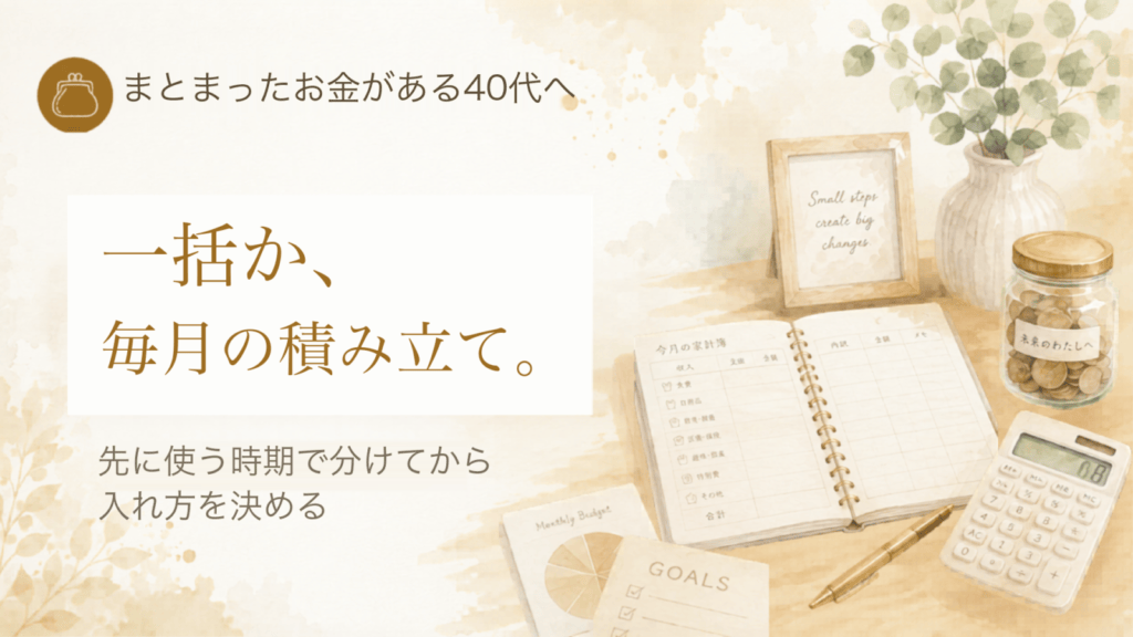 一括か、毎月の積み立て。まとまったお金がある40代へ
