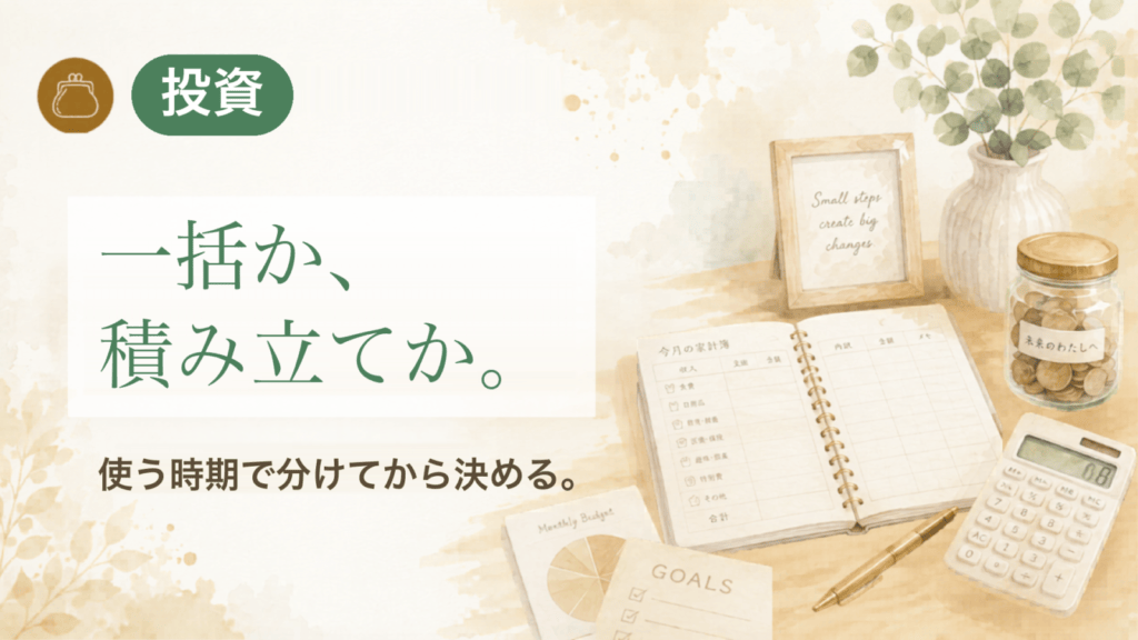 一括か、積み立てか。 使う時期で分けてから決める。