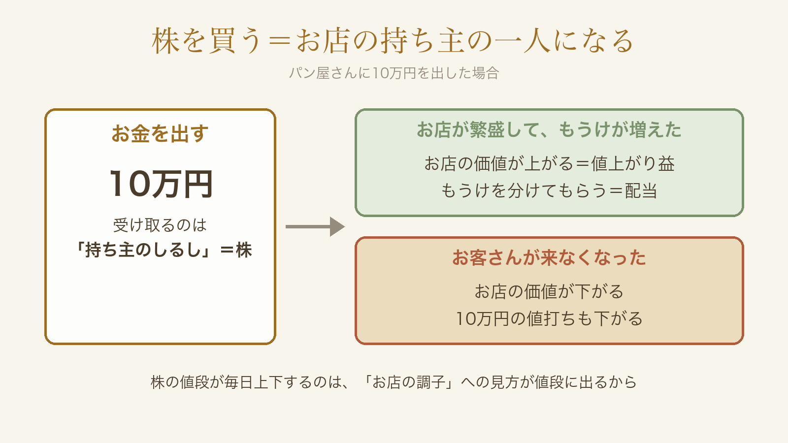 株を買うとお店の持ち主の一人になるしくみ